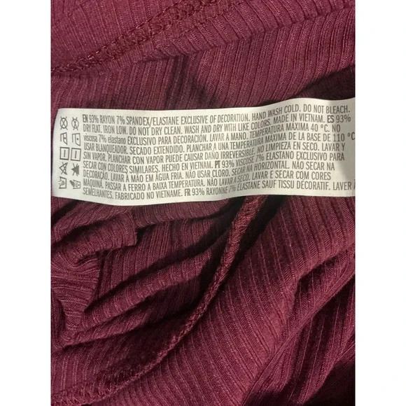 Forever21 Knit Dress 1X Wine Purple Ribbed Long Sleeve Button Down Fit Flare - Picture 6 of 7
